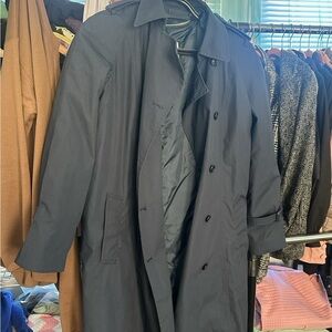 Womens Trench Coat All Weather Military Style Knee Length Belted Dark Blue